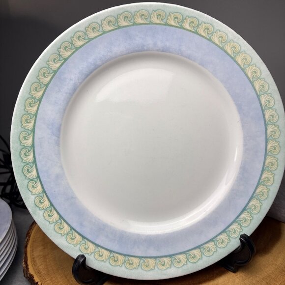 Corning Corelle "Palazzo" 10 3/4" Dinner Plate Blue/Green Rim Microwaveable - Picture 8 of 10